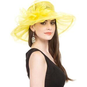 Women's Organza Kentucky Derby Fascinator Hat Yellow
